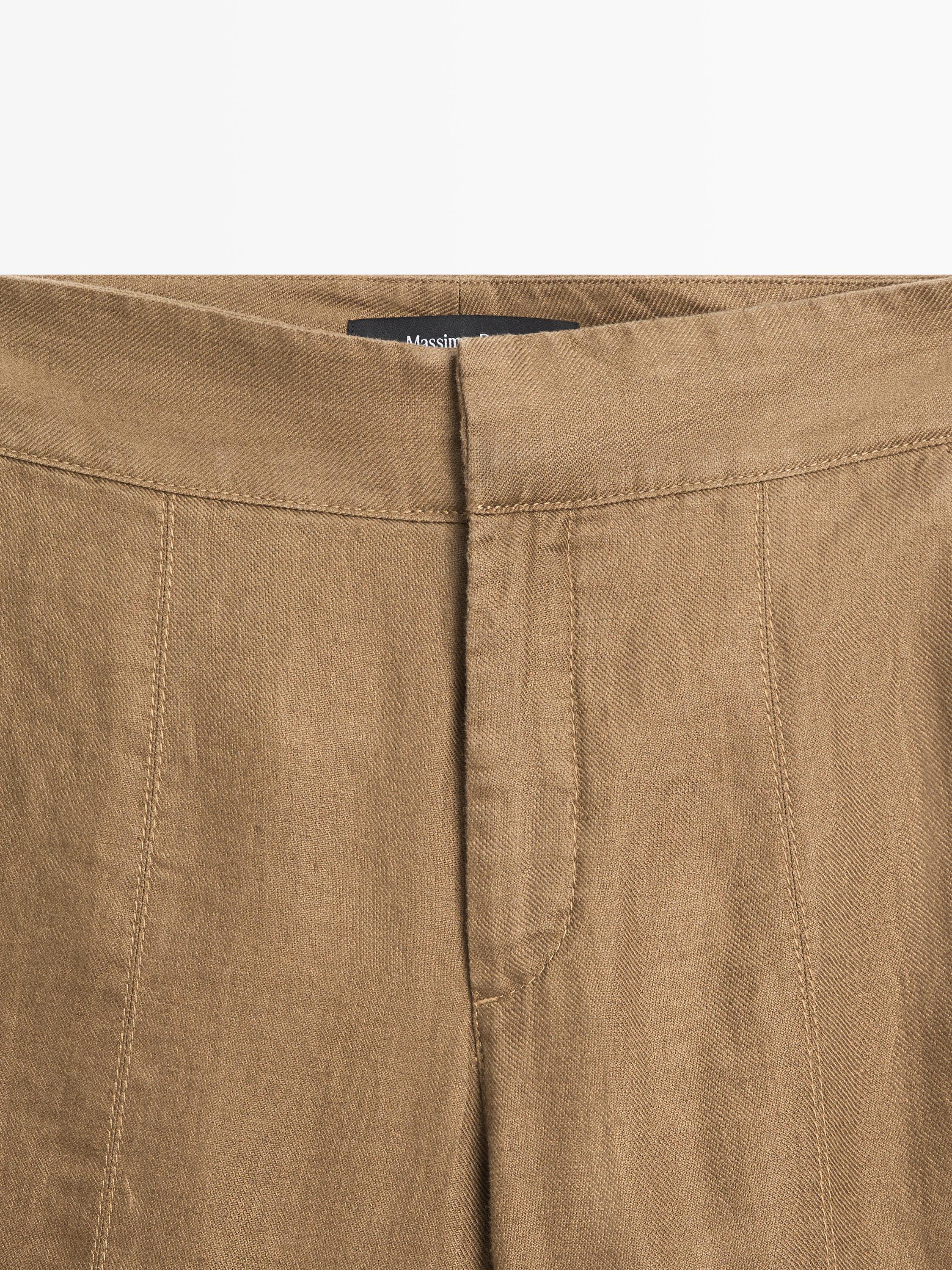 100% linen kick flare fit pants
